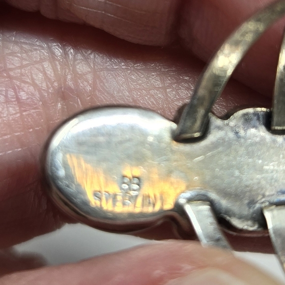 Vintage Native American Benson Boyd Sterling Silver Triple Turquoise Ring Sz 8 - Picture 8 of 8